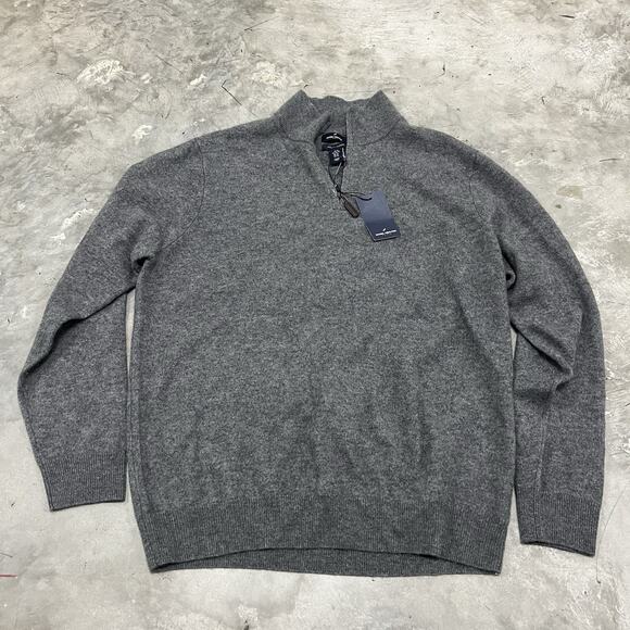 Daniel Hechter Paris 2 Ply 100% Cashmere Sweater 1/4 Zip Men’s XL Knit Mock Neck - Picture 1 of 5